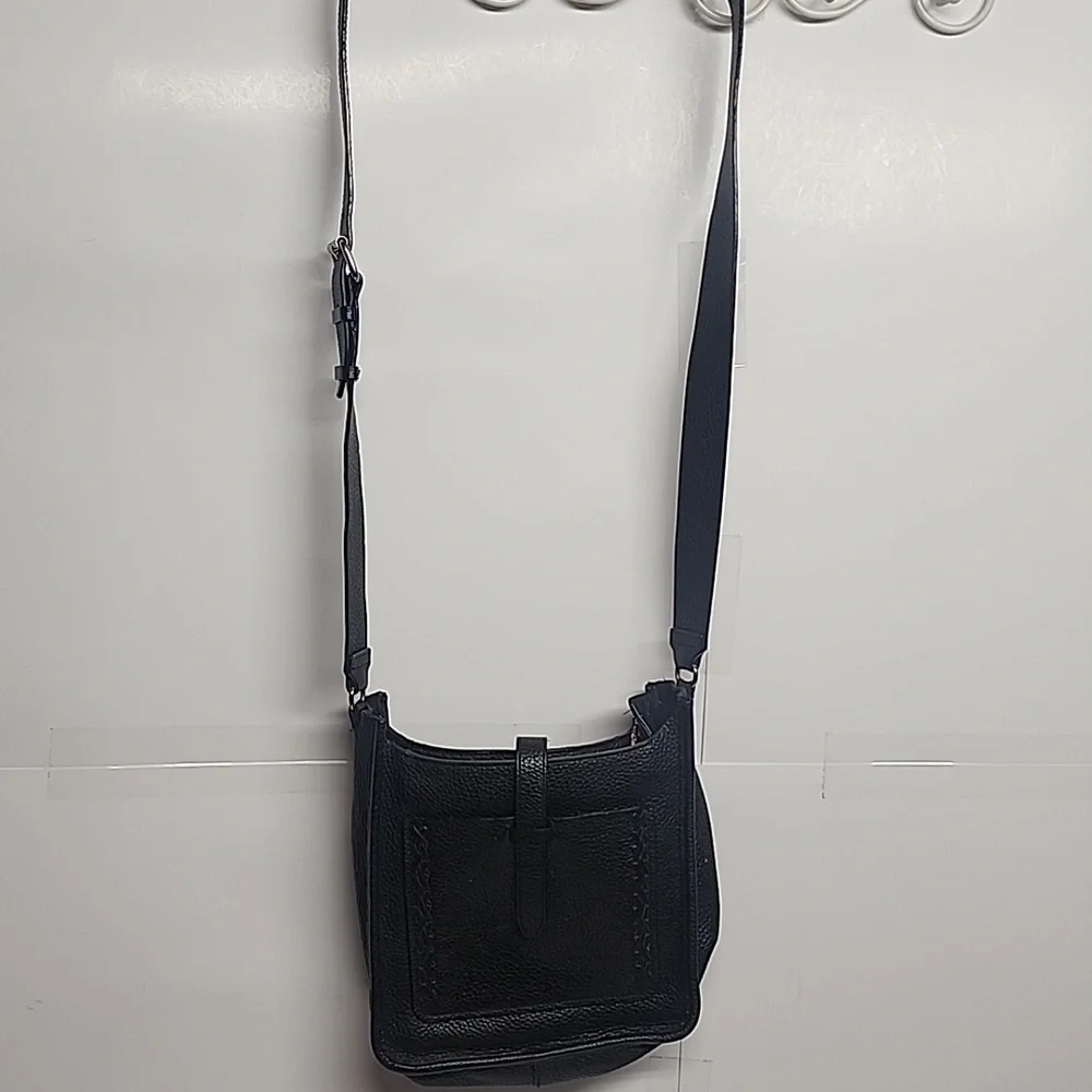 Rebecca Minkoff Textured Black Leather Unisex Crossbody Messenger SaddleBag